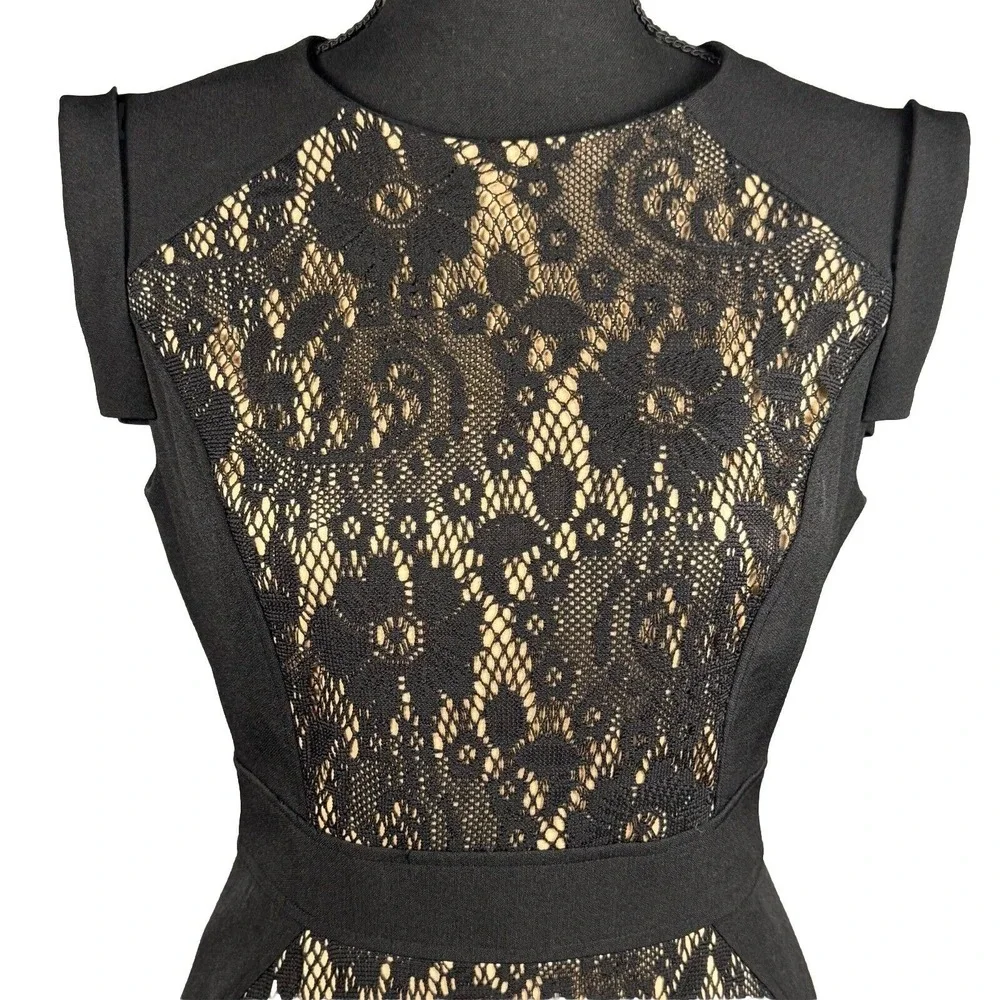 Adrianna Papell Womens Dress Size 4 Black Lace Sleeveless Zipper Back Crew Neck - Picture 2 of 16
